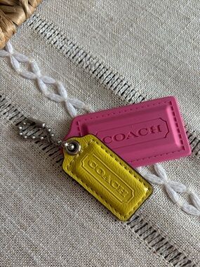 COACH Pink and Yellow Leather Double Hang Tag